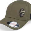 Sale Army Head Pirate Army Skull Olive Wooly Combed Flexfit - Green