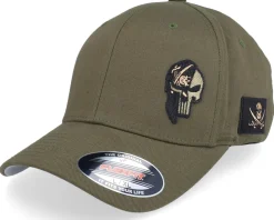 Sale Army Head Pirate Army Skull Olive Wooly Combed Flexfit - Green
