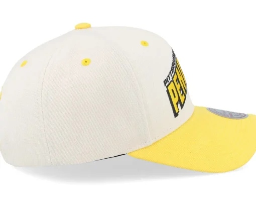 Adjustable-Mitchell & Ness Pittsburgh Penguins Retro Type Pro Off White/Yellow Adjustable - Beige