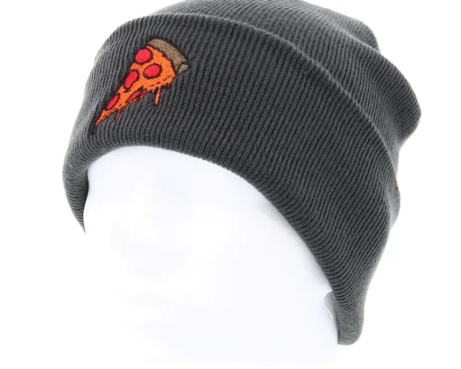 Cuff Beanies-BOOM Pizza Time Graphite Grey Beanie -