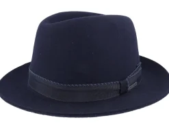 Fedora-Stetson Player Woolfelt Navy Fedora -