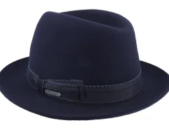 Fedora-Stetson Player Woolfelt Navy Fedora -