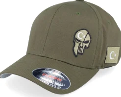 Fashion Army Head Poland Army Skull Olive Wooly Combed Flexfit - Green