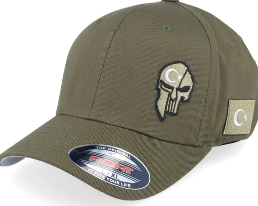 Fashion Army Head Poland Army Skull Olive Wooly Combed Flexfit - Green