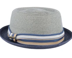 Pork Pie Hats | Straw Hat-Stetson Pork Pie Toyo Olive/Navy Straw Hat -