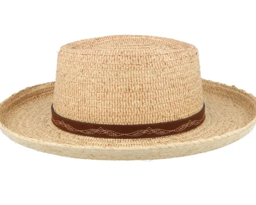 Sale Stetson Raffia Beige Gambler Straw Hat -