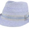 Hot Stetson Raffia Blue Trilby Straw Hat -