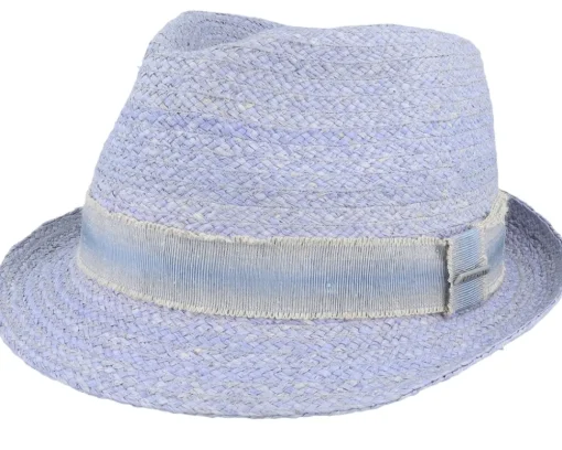 Hot Stetson Raffia Blue Trilby Straw Hat -