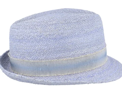 Hot Stetson Raffia Blue Trilby Straw Hat -