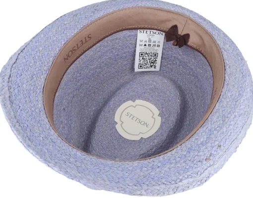 Hot Stetson Raffia Blue Trilby Straw Hat -