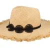 Straw Hat-Seeberger Raffia With Lace Trimmi Natural/Black Straw Fedora -
