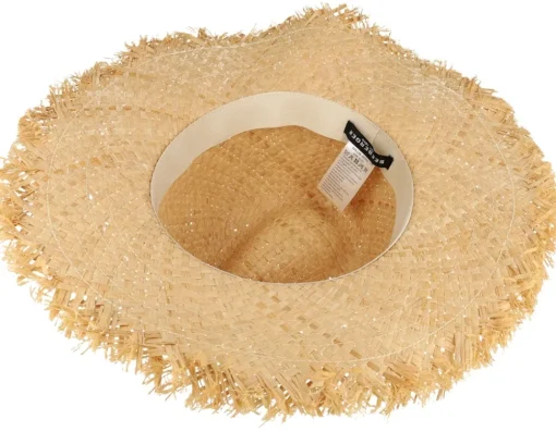 Straw Hat-Seeberger Raffia With Lace Trimmi Natural/Black Straw Fedora -