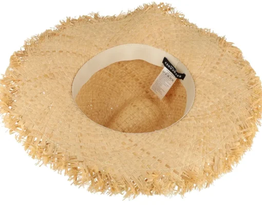 Straw Hat-Seeberger Raffia With Lace Trimmi Natural/Black Straw Fedora -