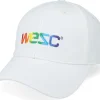 New WeSC Rainbow Embroidered Logo Baseball Hat White Adjustable -