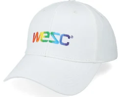 New WeSC Rainbow Embroidered Logo Baseball Hat White Adjustable -