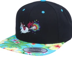 Snapback-Unicorns Rainbow Farting Unicorn Black/Hawaiian Snapback -