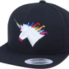 Snapback-Origami Rainbow Paper Unicorn Black Snapback -