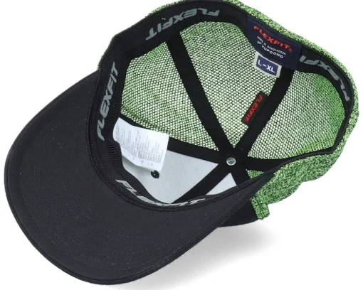 Flexfit | Blanks-Flexfit Recycled Mesh Melange Black/Neon Yellow Trucker -