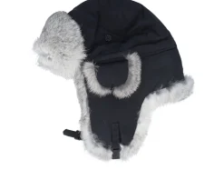 Trapper-MJM Hats Recycled Taslan Black/Grey Melange Trapper -