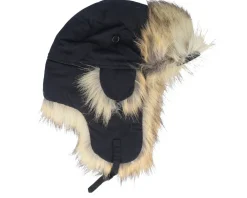 Trapper-MJM Hats Recycled Taslan/Faux Fur /Natural Trapper - Black