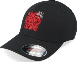 Fashion Iconic Red Chinese Dragon Logo Black Flexfit -