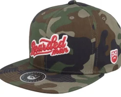 Snapback-Bearded Man Retro Logo Script Patch Camo Snapback -