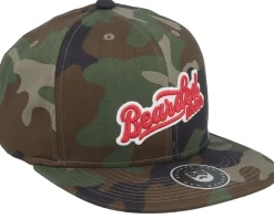 Snapback-Bearded Man Retro Logo Script Patch Camo Snapback -