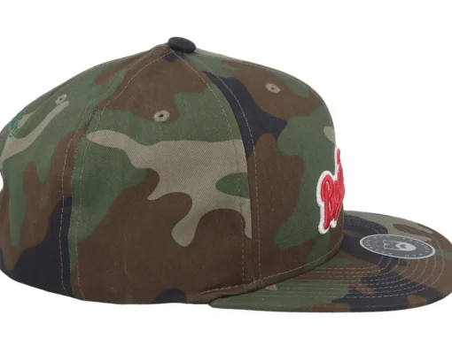 Snapback-Bearded Man Retro Logo Script Patch Camo Snapback -