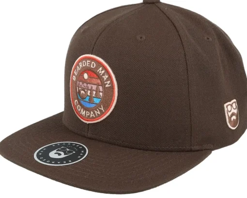 Sale Bearded Man Retro Sunset Patch Dark Brown Snapback -