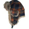 Best MJM Hats Rex Faux Fur Rust Check Trapper -