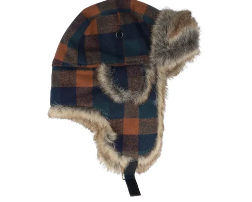 Best MJM Hats Rex Faux Fur Rust Check Trapper -