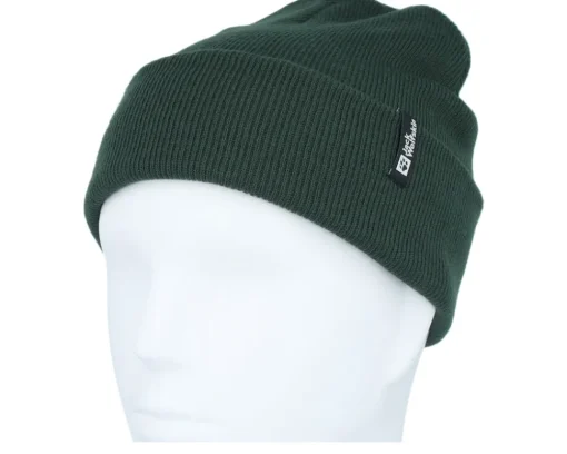 New Jack Wolfskin Rib Beanie Black Olive Cuff - Green