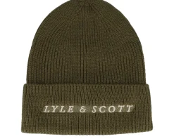 Cuff Beanies-Lyle & Scott Ribbed Beanie Olive Cuff - Green