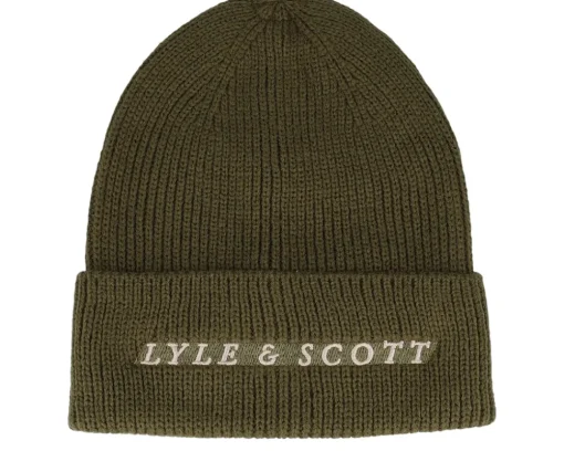 Cuff Beanies-Lyle & Scott Ribbed Beanie Olive Cuff - Green