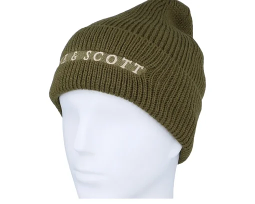 Cuff Beanies-Lyle & Scott Ribbed Beanie Olive Cuff - Green