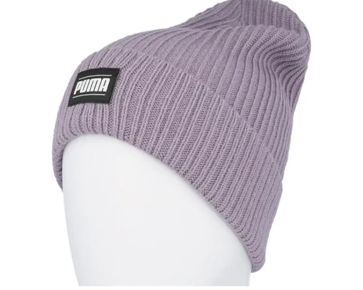 Clearance Puma Ribbed Classic Beanie Pale Plum Cuff - Purple