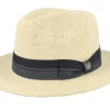 Fedora-Brixton Roma Fedora Natural/Black Straw Hat -