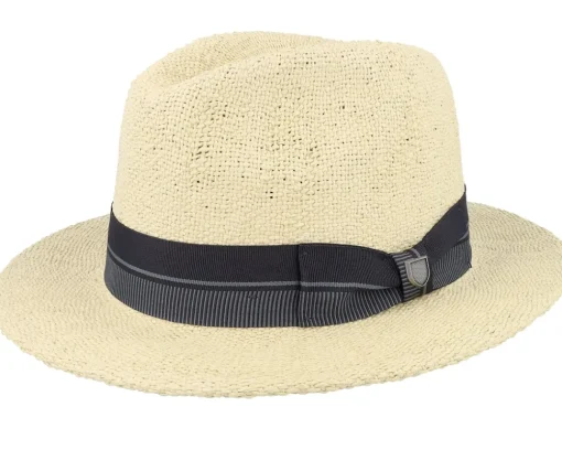 Fedora-Brixton Roma Fedora Natural/Black Straw Hat -