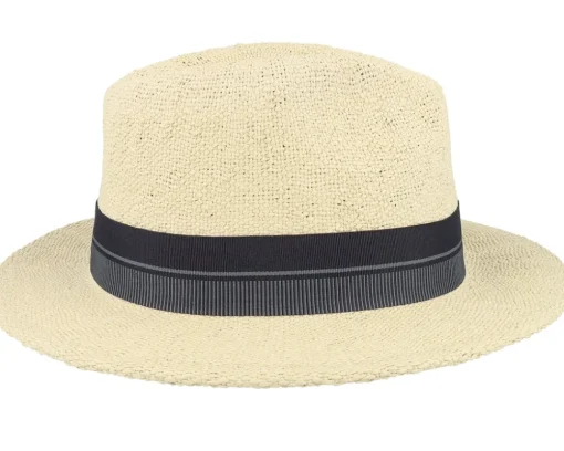 Fedora-Brixton Roma Fedora Natural/Black Straw Hat -
