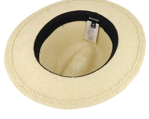Fedora-Brixton Roma Fedora Natural/Black Straw Hat -