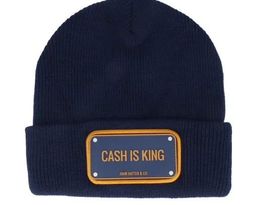 Cuff Beanies-John Hatter & Co Rubber Cash Is King Blue Cuff -