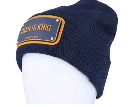 Cuff Beanies-John Hatter & Co Rubber Cash Is King Blue Cuff -