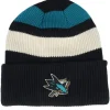 Cuff Beanies-47 Brand San Jose Sharks Clubhouse Jennings Beanie /White/Teal Cuff - Black