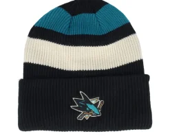 Cuff Beanies-47 Brand San Jose Sharks Clubhouse Jennings Beanie /White/Teal Cuff - Black