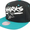 Snapback-Mitchell & Ness San Jose Sharks Transcript /Teal Snapback - Black