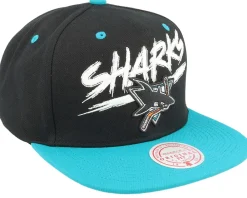 Snapback-Mitchell & Ness San Jose Sharks Transcript /Teal Snapback - Black