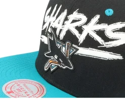 Snapback-Mitchell & Ness San Jose Sharks Transcript /Teal Snapback - Black