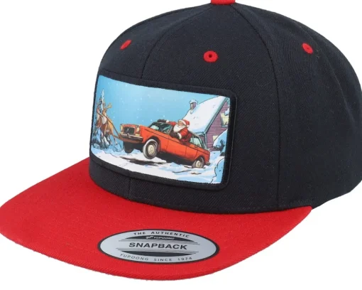 Snapback-Ho-Ho-Hats Santa Claus Car Sleigh Patch Black/Red Snapback -
