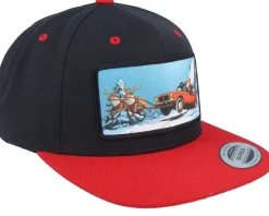 Snapback-Ho-Ho-Hats Santa Claus Car Sleigh Patch Black/Red Snapback -