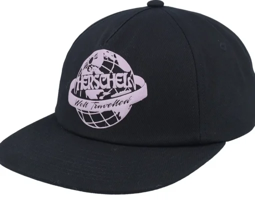 Sale Herschel Scout Globe Tripping Cap Black/Nirvana Snapback -
